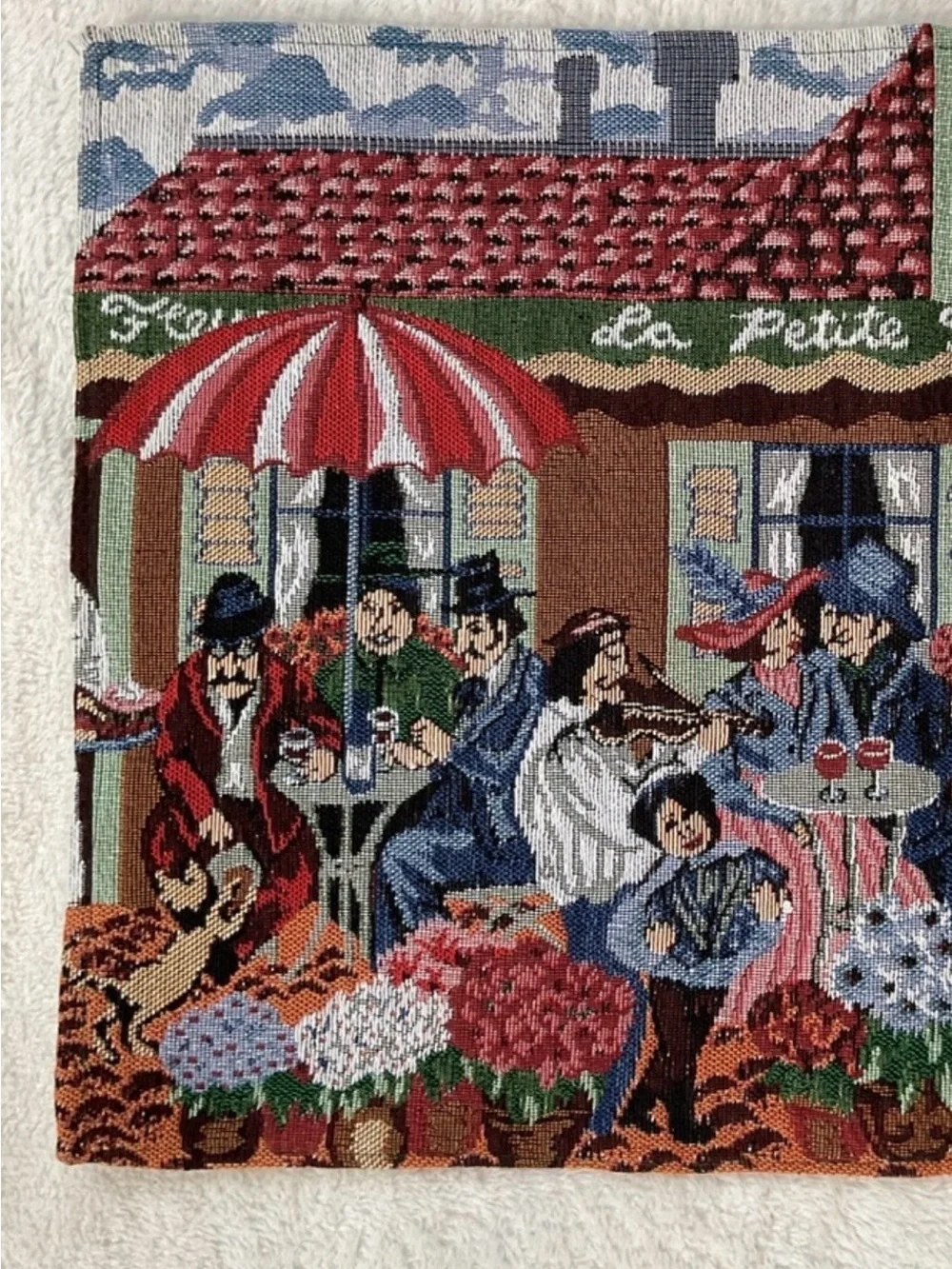 French Café Paris Market Woven Tapestry Table Runner 72”